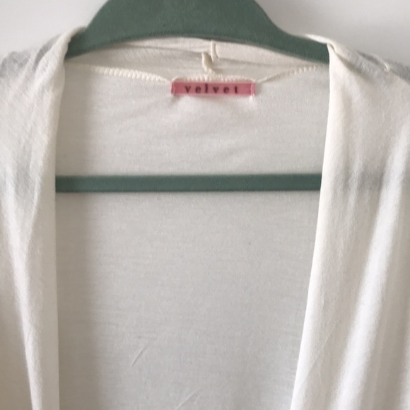 Velvet Beige Ballerina Style Wrap Cardigan - Picture 2 of 5